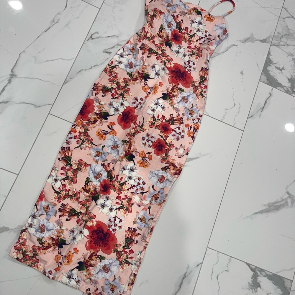 Pink Spaghetti Strap Midi Sundress for Weddings